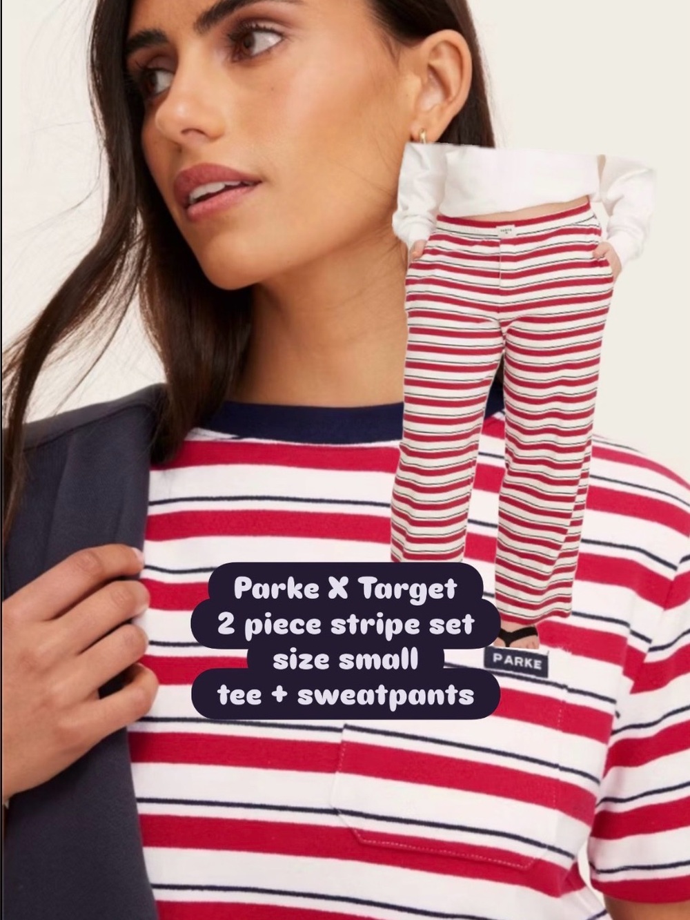 *SET* Parke x Target (Small) Boxer Knit Pants and Tee NWT Red Stripe set